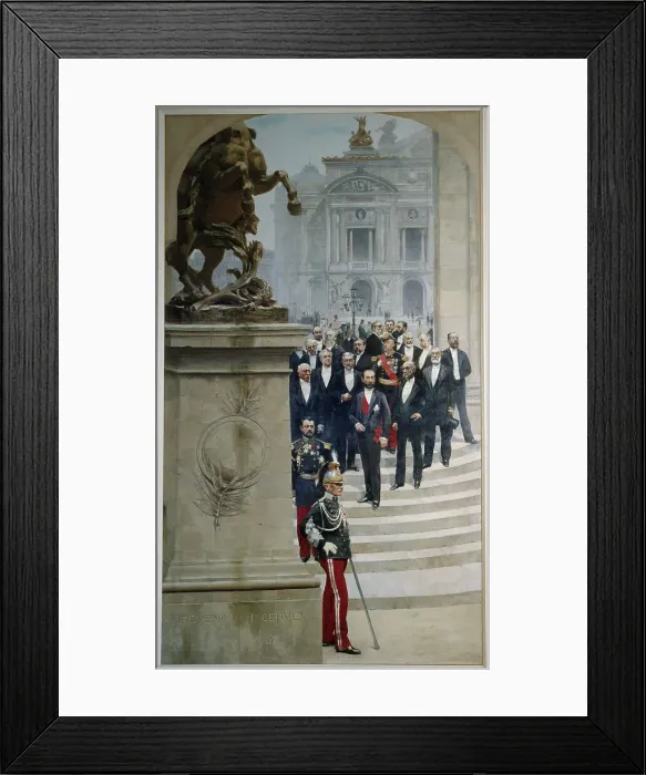 Framed Print : President Sadi Carnot surrounded by personalities from the Third Republic, in front... c1889. Creators: Alfred Stevens, Henri Gervex Framed Print : President Sadi Carnot surrounded by personalities from the Third Republic, in front... c1889. Creators: Alfred Stevens, Henri Gervex