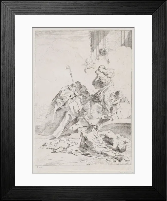 Framed Print : Three Lucchese saints Sts Nicholas Tolentino, Nicholas of Bari and Roch interceding w... 1650-1700. Creator: Anon Framed Print : Three Lucchese saints Sts Nicholas Tolentino, Nicholas of Bari and Roch interceding w... 1650-1700. Creator: Anon