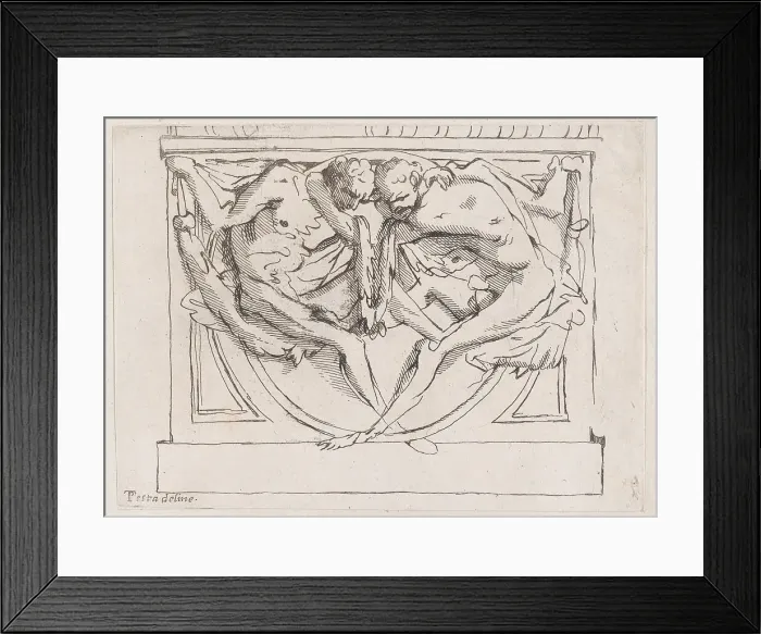 Framed Print : Stucco bas-relief with two male figures, 1700-1800. Creator: Anon Framed Print : Stucco bas-relief with two male figures, 1700-1800. Creator: Anon
