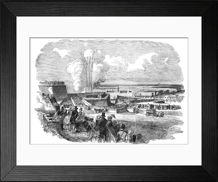 Framed Print : Siege Operations at Chatham - Springing a Mine, 1854. Creator: Unknown Framed Print : Siege Operations at Chatham - Springing a Mine, 1854. Creator: Unknown
