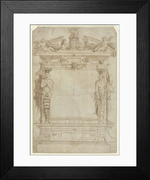 Framed Print : Design for an Architectural Framework, 16th century. Creator: Unknown Framed Print : Design for an Architectural Framework, 16th century. Creator: Unknown