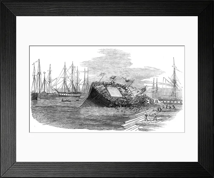 Framed Print : Catastrophe at a Ship-Launch, at Hull, 1854. Creator: Unknown Framed Print : Catastrophe at a Ship-Launch, at Hull, 1854. Creator: Unknown