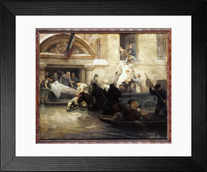 Framed Print : Sauvetage des malades de l'hôpital de la charité, durant l'inondation de 1910, 1910. Creator: A Boulanger Framed Print : Sauvetage des malades de l'hôpital de la charité, durant l'inondation de 1910, 1910. Creator: A Boulanger