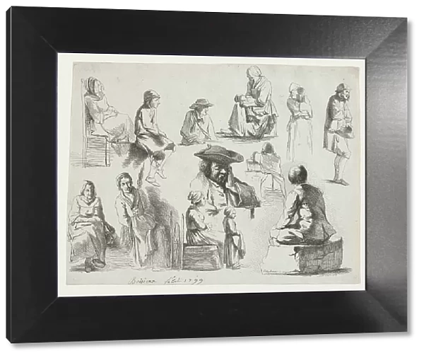 Study of Thirteen Figures, 19th century. Creator: Anon