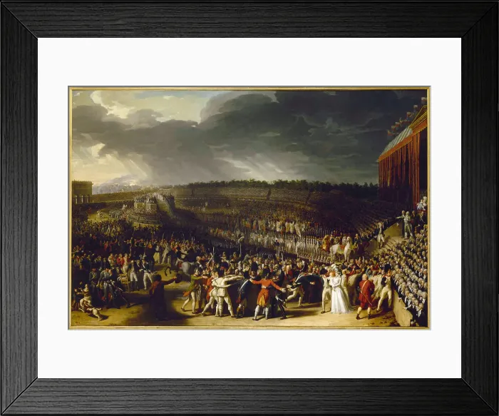 Framed Print : Fete de la Federation July 14, 1790, at the Champ-de-Mars, current 7th arrondissement, 1792. Creator: Charles Thevenin Framed Print : Fete de la Federation July 14, 1790, at the Champ-de-Mars, current 7th arrondissement, 1792. Creator: Charles Thevenin