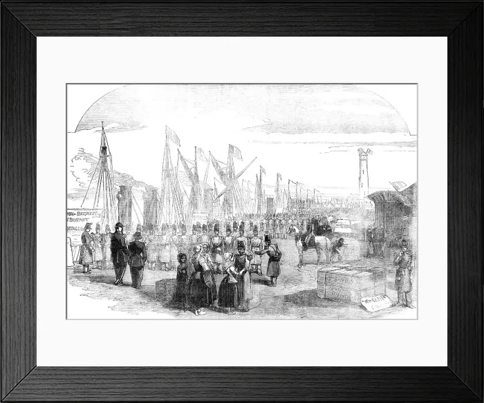 Framed Print : Embarkation of French Troops in English Vessels, at Calais, for the Baltic, 1854. Creator: Unknown Framed Print : Embarkation of French Troops in English Vessels, at Calais, for the Baltic, 1854. Creator: Unknown