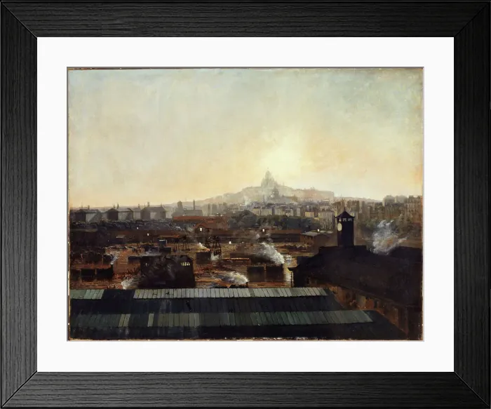 Framed Print : Les Voies de la gare du Nord, les toits de l'hôpital Lariboisière et la colline de Montmartre, c1895 Creator: Louis-Robert Carrier-Belleuse Framed Print : Les Voies de la gare du Nord, les toits de l'hôpital Lariboisière et la colline de Montmartre, c1895 Creator: Louis-Robert Carrier-Belleuse
