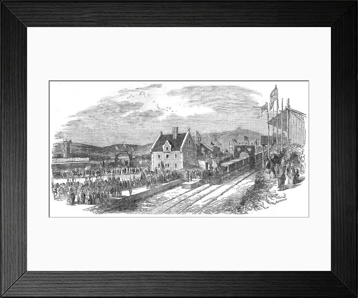 Framed Print : Opening of the North Devon Railway - Arrival of the Train at Barnstaple, 1854. Creator: Unknown Framed Print : Opening of the North Devon Railway - Arrival of the Train at Barnstaple, 1854. Creator: Unknown