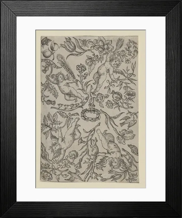 Framed Print : Design for a Gilt Leather Panel, ca. 1660-70. Creator: Anon Framed Print : Design for a Gilt Leather Panel, ca. 1660-70. Creator: Anon