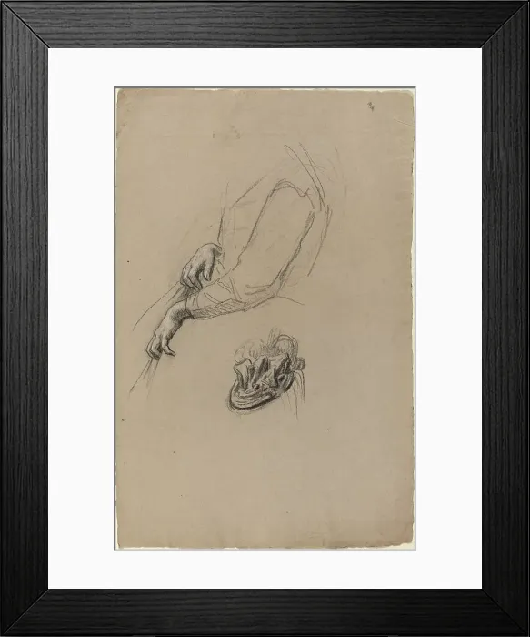 Framed Print : Young Woman's Hands and Beribboned Hat, 1890s. Creator: Unknown Framed Print : Young Woman's Hands and Beribboned Hat, 1890s. Creator: Unknown