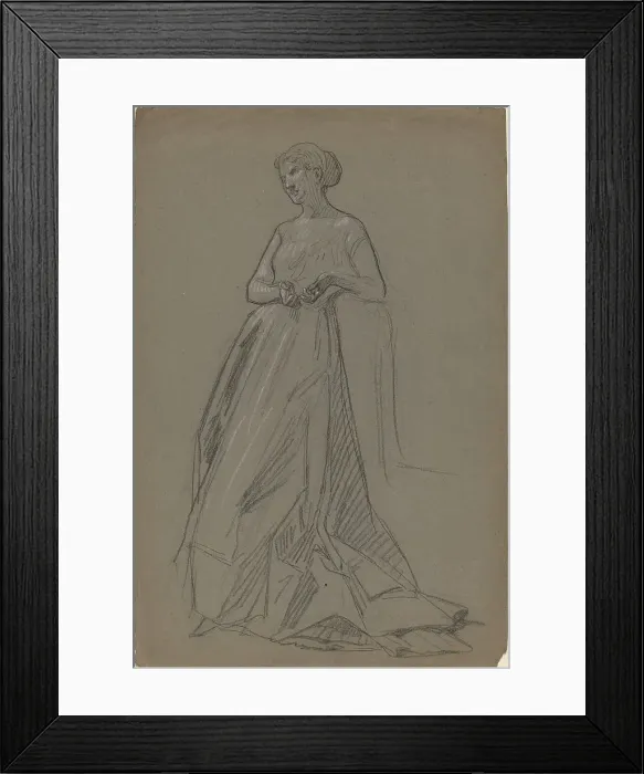 Framed Print : Standing Woman Leaning on Her Elbow, 1890s. Creator: Unknown Framed Print : Standing Woman Leaning on Her Elbow, 1890s. Creator: Unknown