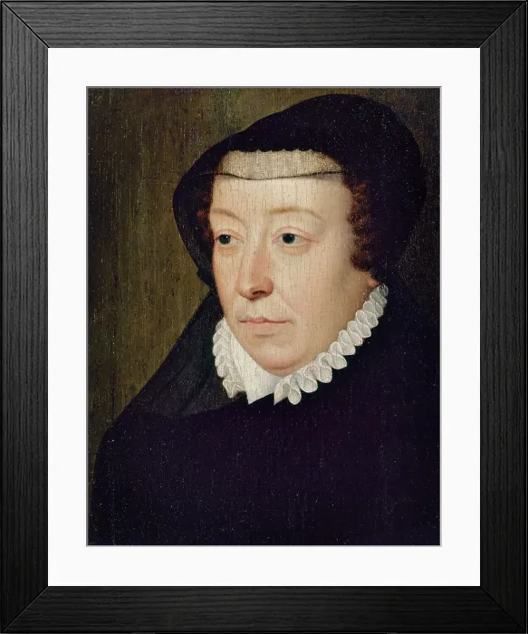Framed Print : Portrait de Catherine de Médicis (1519-1589), reine de France, c1565. Creator: Francois Clouet Framed Print : Portrait de Catherine de Médicis (1519-1589), reine de France, c1565. Creator: Francois Clouet
