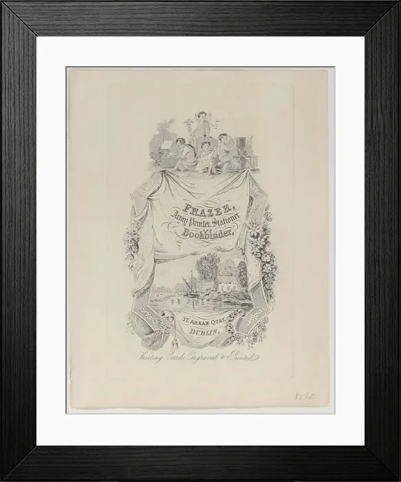 Framed Print : Trade Card for Frazer, Army Printer, Stationer and Bookbinder, 19th century. Creator: Anon Framed Print : Trade Card for Frazer, Army Printer, Stationer and Bookbinder, 19th century. Creator: Anon