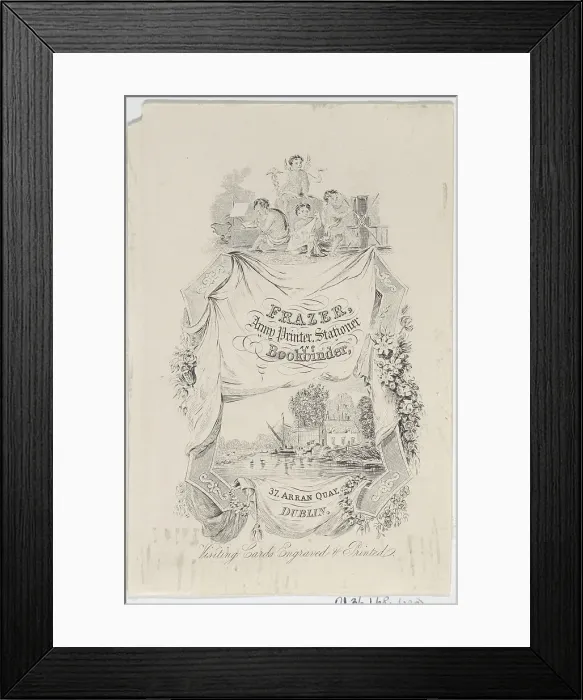 Framed Print : Trade card for Frazer, Army Printer, Stationer and Bookbinder, 19th century. Creator: Anon Framed Print : Trade card for Frazer, Army Printer, Stationer and Bookbinder, 19th century. Creator: Anon