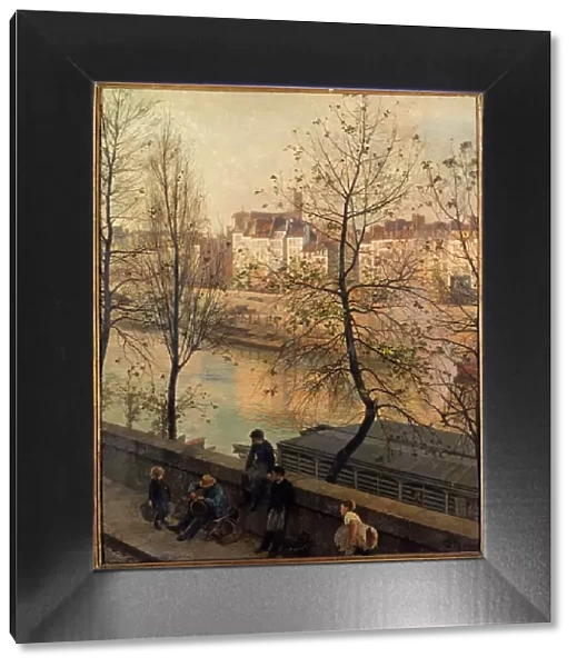 The Seine, at Quai Bourbon, 4th arrondissement, 1887. Creator: Jean Baptiste Jules Trayer