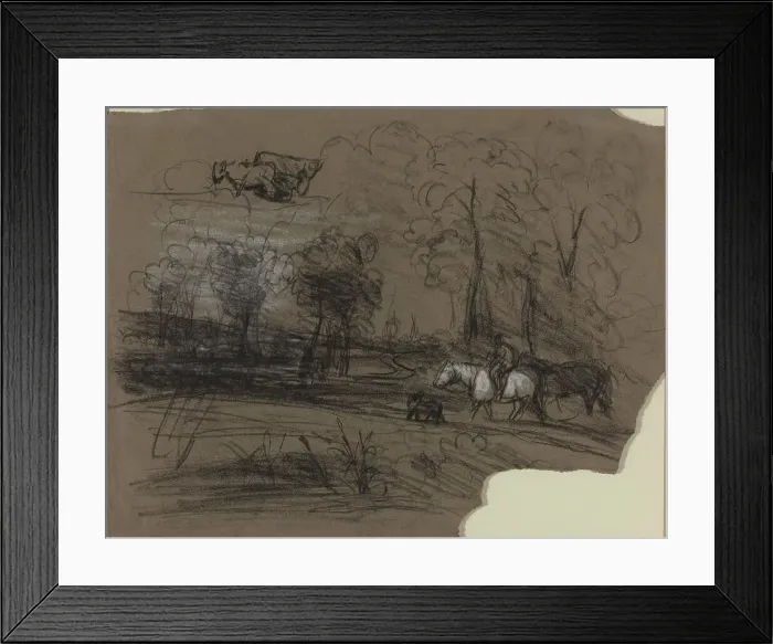Framed Print : Rider in the Countryside. Creator: Alexandre Gabriel Decamps Framed Print : Rider in the Countryside. Creator: Alexandre Gabriel Decamps