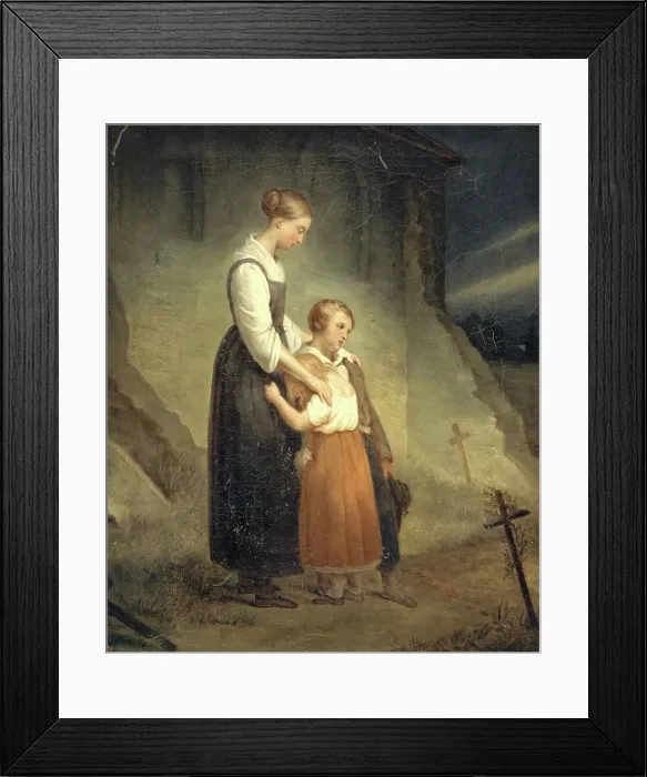 Framed Print : The orphans, 1823. Creator: Ary Scheffer Framed Print : The orphans, 1823. Creator: Ary Scheffer