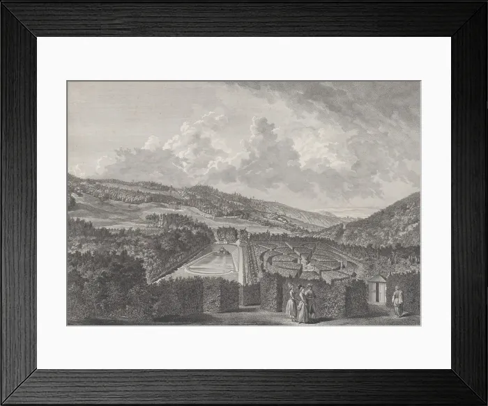 Framed Print : IVe Vue du Parc de Neu-Waldeck prise du Pavillon Chinois vers le Nord, 1782. Creators: Jakob Matthias Schmutzer, Carl Conti, Clemens Kohl, Franz Karl Zoller