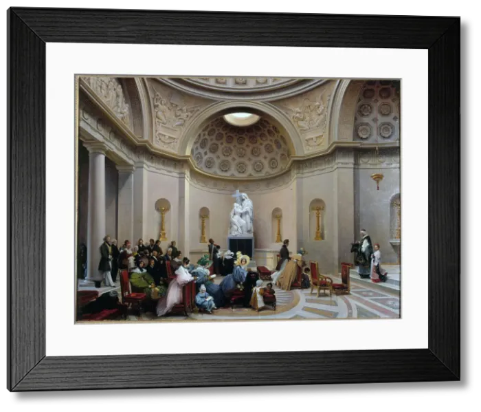 Framed Print : Mass at the Chapelle expiatoire (Expiatory Chapel), 1835. Creator: Lancelot-Theodore Turpin de Crisse