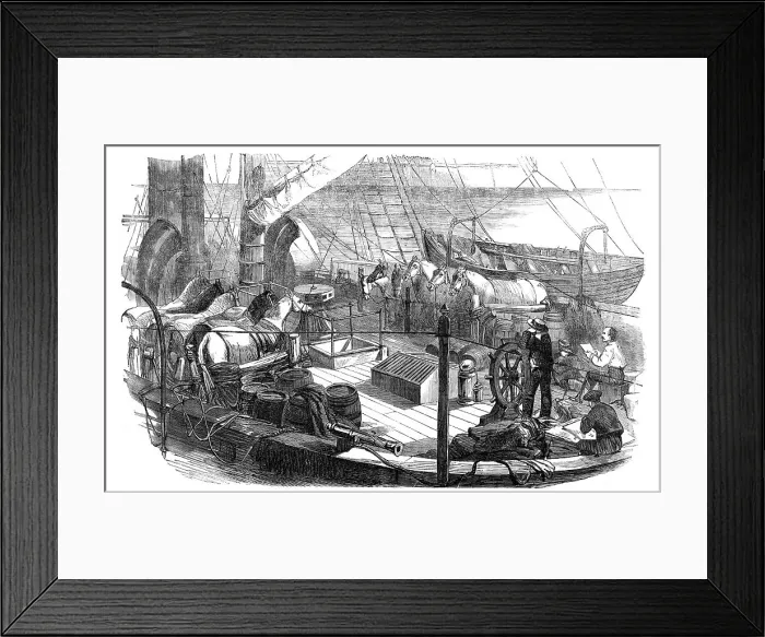 Framed Print : Shipping Artillery Horses at Calais, for the French Expeditionary Force to the Baltic, 1854. Creator: Unknown Framed Print : Shipping Artillery Horses at Calais, for the French Expeditionary Force to the Baltic, 1854. Creator: Unknown