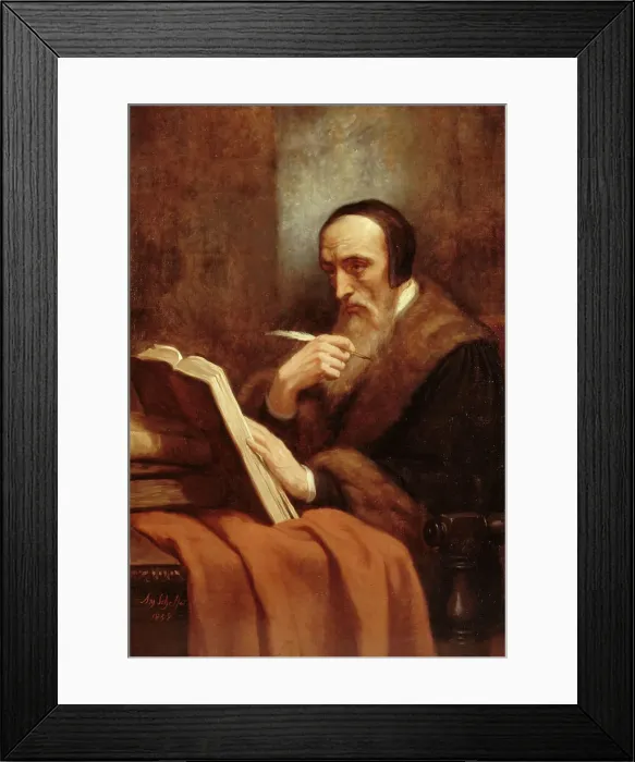 Framed Print : Portrait of Calvin, 1858. Creator: Ary Scheffer Framed Print : Portrait of Calvin, 1858. Creator: Ary Scheffer