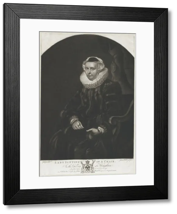 Framed Print : Lady Sitting in a Chair, 1778. Creator: James Watson Framed Print : Lady Sitting in a Chair, 1778. Creator: James Watson