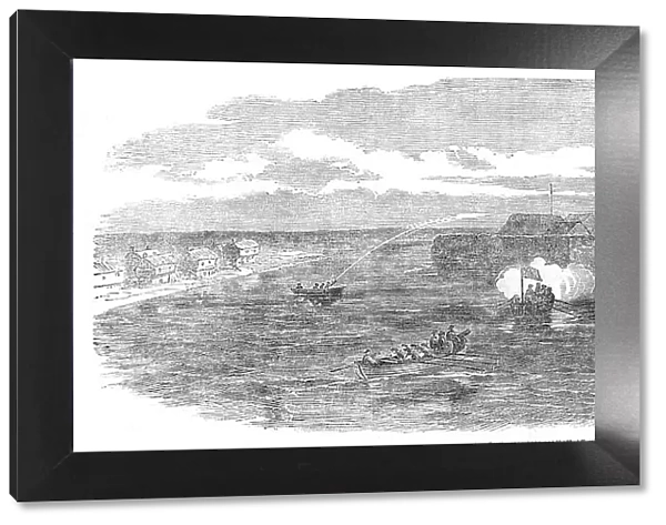 Boat Attack at the Sulineh Mouth of the Danube, 1854. Creator: Unknown