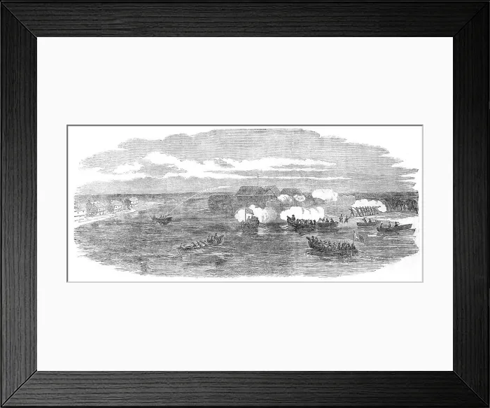 Framed Print : Boat Attack at the Sulineh Mouth of the Danube, 1854. Creator: Unknown Framed Print : Boat Attack at the Sulineh Mouth of the Danube, 1854. Creator: Unknown