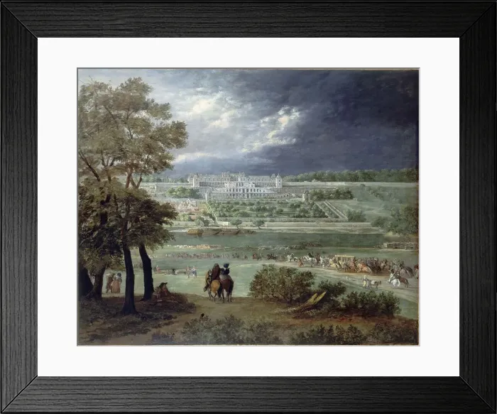 Framed Print : Chateau Neuf de Saint-Germain-en-Laye and gardens, seen from the right bank...c1664-1665. Creator: Adam Frans van der Meulen Framed Print : Chateau Neuf de Saint-Germain-en-Laye and gardens, seen from the right bank...c1664-1665. Creator: Adam Frans van der Meulen