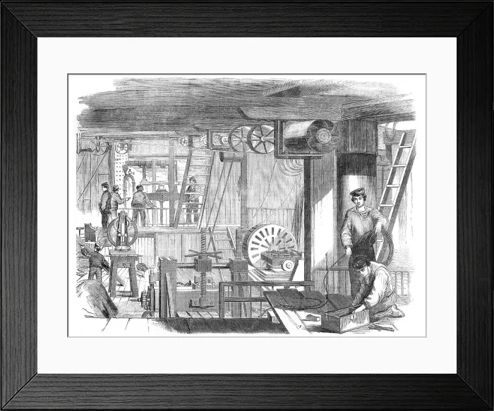 Framed Print : The Volcano steam-sloop fitted as a floating factory for the Baltic, 1854. Creator: Unknown. The Volcano steam-sloop fitted as a floating factory for the Baltic, 1854. Creator: Unknown Framed Print : The Volcano steam-sloop fitted as a floating factory for the Baltic, 1854. Creator: Unknown. The Volcano steam-sloop fitted as a floating factory for the Baltic, 1854. Creator: Unknown
