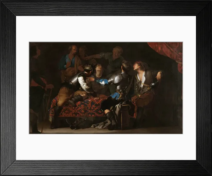 Framed Print : The Denial of Saint Peter, c. 1640. Creator: Cavallino, Bernardo (1616-1656)