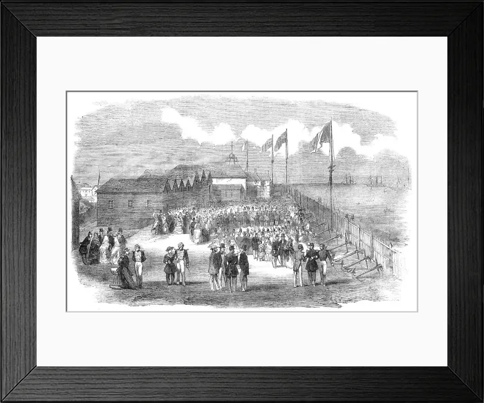 Framed Print : Band of the 3rd French Regiment playing in H.M. Naval Yard, at Deal, 1854. Creator: Unknown Framed Print : Band of the 3rd French Regiment playing in H.M. Naval Yard, at Deal, 1854. Creator: Unknown