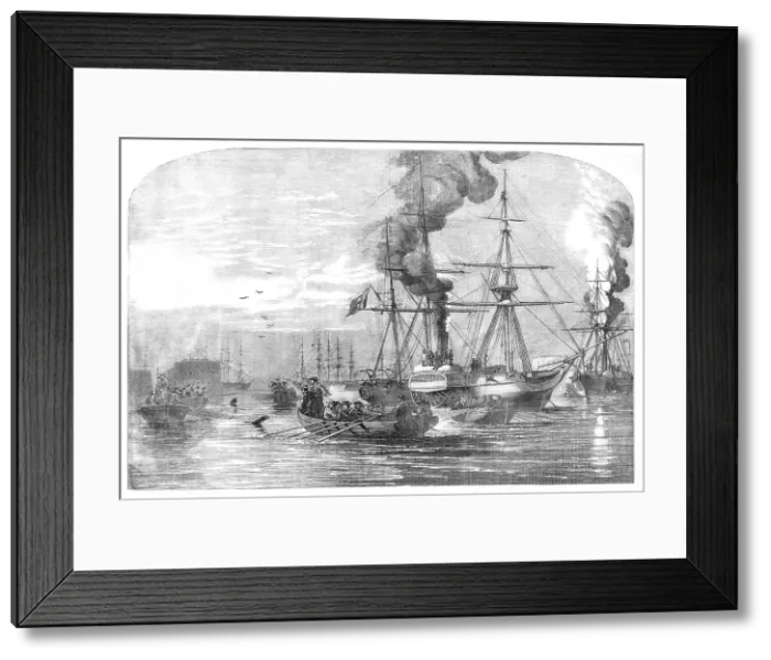 Framed Print : Steam-ships of the Allied Fleet searching for Infernal Machines off Cronstadt... 1854. Creator: Unknown Framed Print : Steam-ships of the Allied Fleet searching for Infernal Machines off Cronstadt... 1854. Creator: Unknown