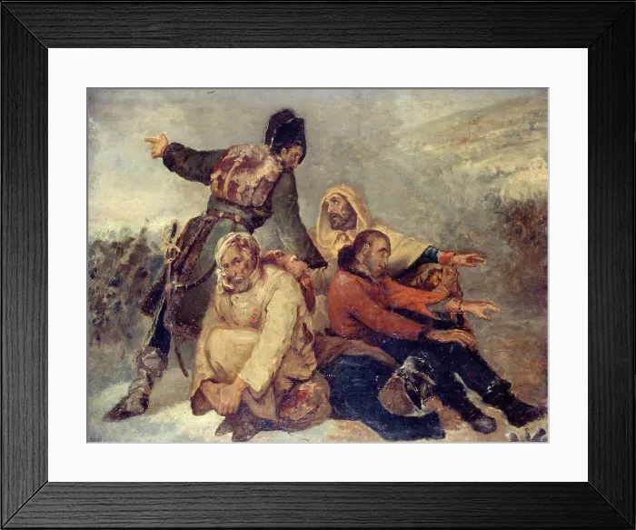 Framed Print : Four army soldiers confused, c1826. Creator: Ary Scheffer