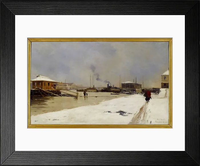 Framed Print : Lower port of Pont de Tolbiac, during the flood, 1887. Creator: Pierre Vauthier Framed Print : Lower port of Pont de Tolbiac, during the flood, 1887. Creator: Pierre Vauthier