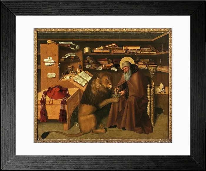 Framed Print : Saint Jerome in his Study, 1445-1446. Creator: Colantonio, Niccolò Antonio (ca 1420-ca 1460) Framed Print : Saint Jerome in his Study, 1445-1446. Creator: Colantonio, Niccolò Antonio (ca 1420-ca 1460)