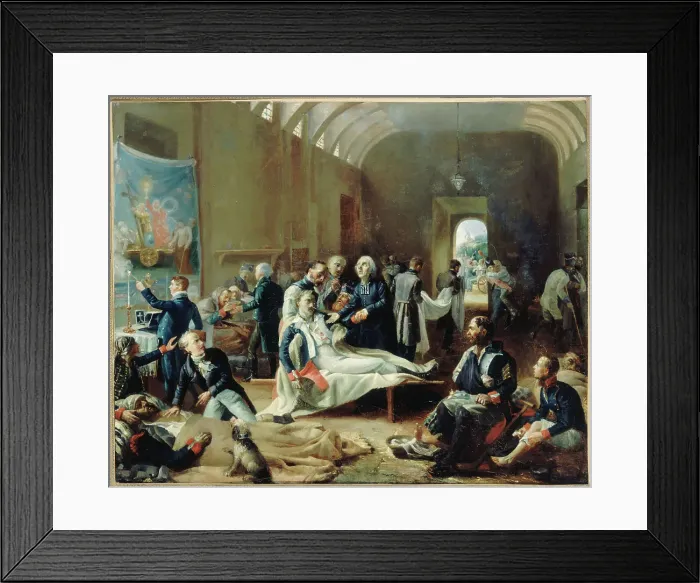 Framed Print : An emergency hospital in 1814, during the French campaign, c1814. Creator: Pierre-Roch Vigneron Framed Print : An emergency hospital in 1814, during the French campaign, c1814. Creator: Pierre-Roch Vigneron