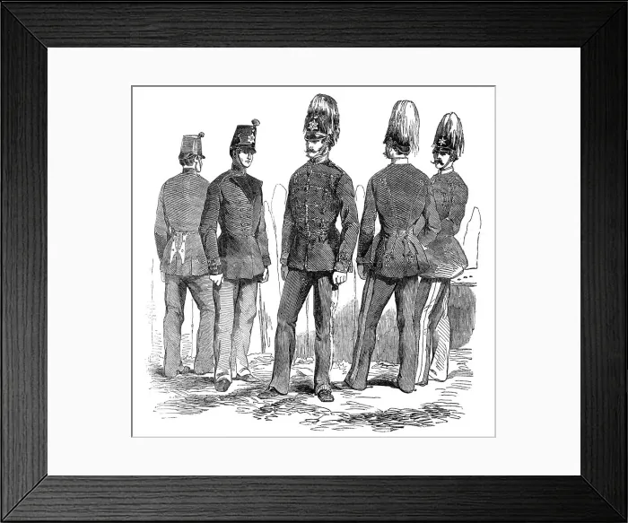 Framed Print : The new uniforms for the Light Infantry and Cavalry, 1854. Creator: Unknown Framed Print : The new uniforms for the Light Infantry and Cavalry, 1854. Creator: Unknown
