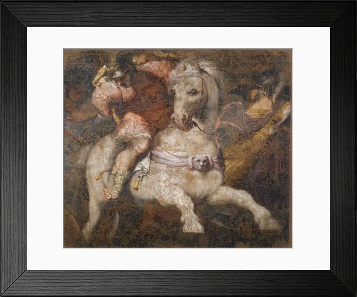 Framed Print : The Sacrificial Death of Marcus Curtius, 1556-1557. Creator: Gambara, Lattanzio (c. 1530-1574) Framed Print : The Sacrificial Death of Marcus Curtius, 1556-1557. Creator: Gambara, Lattanzio (c. 1530-1574)