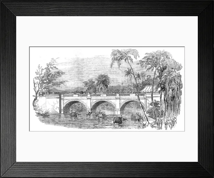 Framed Print : Opening of a new bridge at Travancore - the Rajah's State Procession, 1854. Creator: Unknown Framed Print : Opening of a new bridge at Travancore - the Rajah's State Procession, 1854. Creator: Unknown