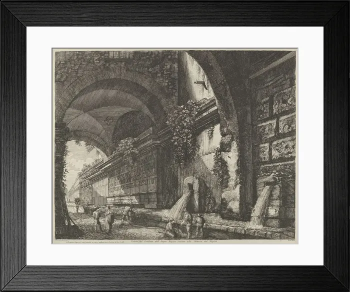 Framed Print : View of the ancient aquaduct and fountains situated near the Chiavica del Bufalo in Rome... 1822. Creator: Luigi Rossini Framed Print : View of the ancient aquaduct and fountains situated near the Chiavica del Bufalo in Rome... 1822. Creator: Luigi Rossini
