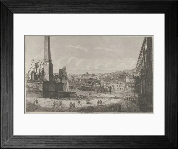 Framed Print : View of the Quirinal Hill in Rome with the fountain of the horse tamers at left, 1822. Creator: Luigi Rossini Framed Print : View of the Quirinal Hill in Rome with the fountain of the horse tamers at left, 1822. Creator: Luigi Rossini