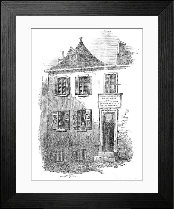 Framed Print : House in Pau [in France], in which Bernadotte was born, 1854. Creator: Unknown