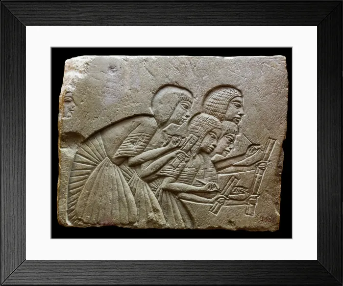 Framed Print : Relief of Four scribes, from the tomb of Horemheb, Saqqara, ca 1350 BC. Creator: Ancient Egypt Framed Print : Relief of Four scribes, from the tomb of Horemheb, Saqqara, ca 1350 BC. Creator: Ancient Egypt