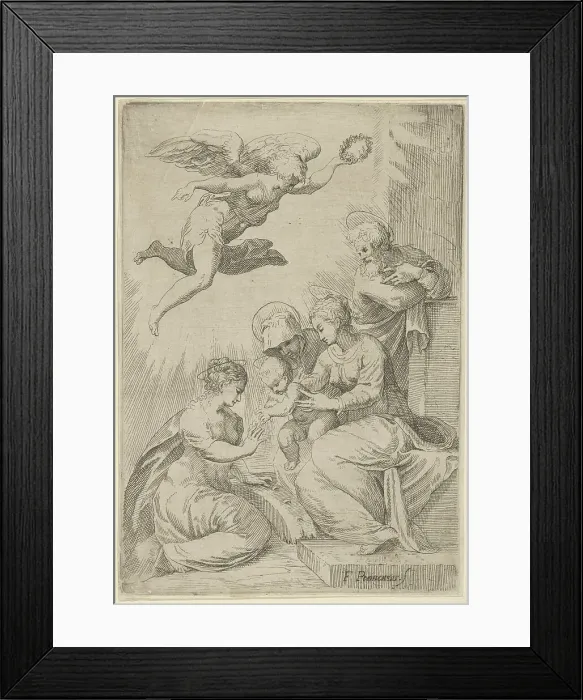 Framed Print : The Mystic Marriage of St. Catherine, 16th century. Creator: After Marco Angolo del Moro Framed Print : The Mystic Marriage of St. Catherine, 16th century. Creator: After Marco Angolo del Moro