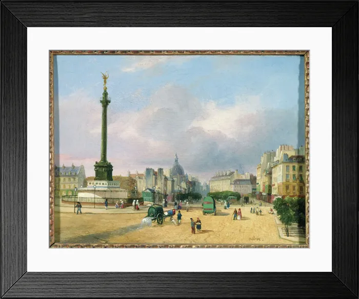 Framed Print : Place de la Bastille, c1840. Creator: Francois Etienne Villeret Framed Print : Place de la Bastille, c1840. Creator: Francois Etienne Villeret