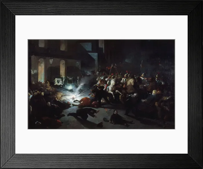 Framed Print : Attack by Orsini in front of the facade of the Opera on January 14, 1858, 1862. Creator: H Vittori Framed Print : Attack by Orsini in front of the facade of the Opera on January 14, 1858, 1862. Creator: H Vittori