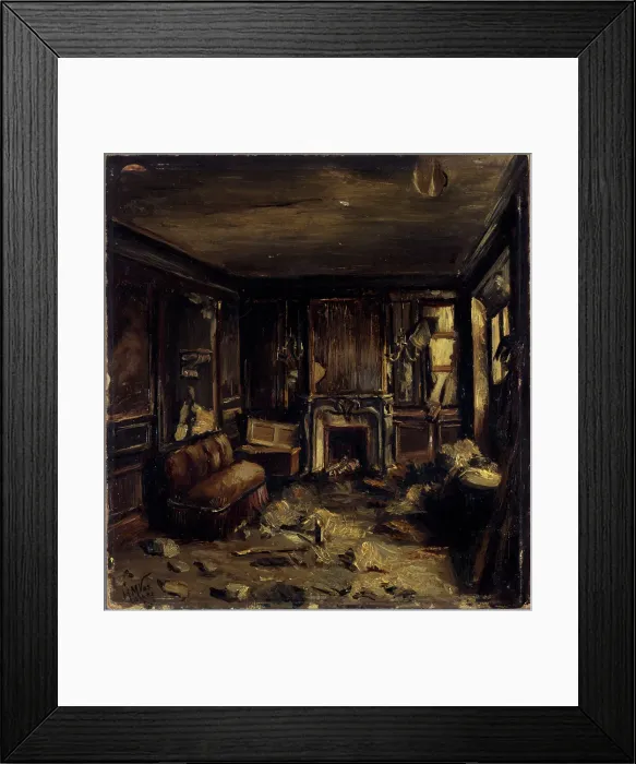 Framed Print : An artist's dressing room at the Opera-Comique, after the fire of May 15, 1887. Creator: Henri-Martin Vos Framed Print : An artist's dressing room at the Opera-Comique, after the fire of May 15, 1887. Creator: Henri-Martin Vos