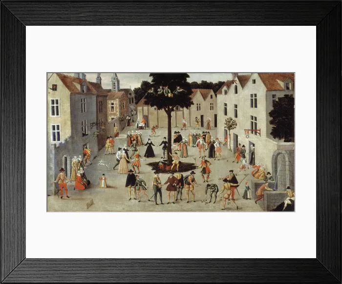 Framed Print : Fête populaire autour d'un arbre, c1560. Creator: Ecole Francaise