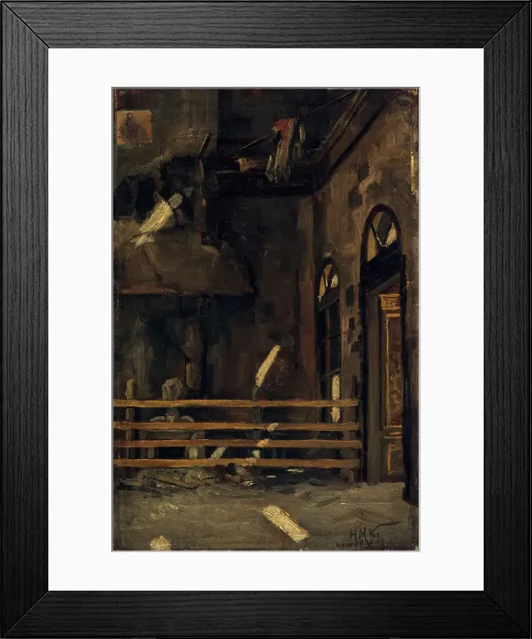 Framed Print : Foyer of the Opera-Comique, after the fire of May 15, 1887. Creator: Henri-Martin Vos Framed Print : Foyer of the Opera-Comique, after the fire of May 15, 1887. Creator: Henri-Martin Vos